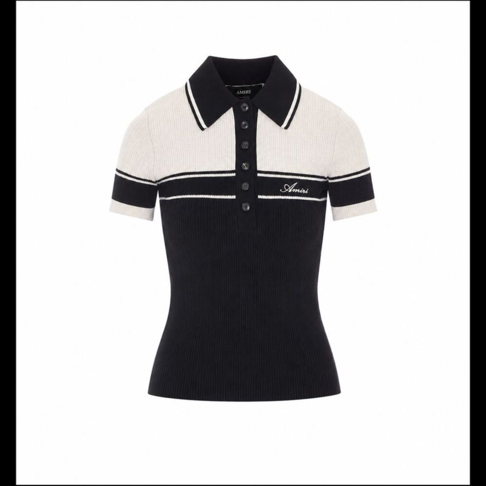 Amiri Women Script Logo Knit Slim Polo